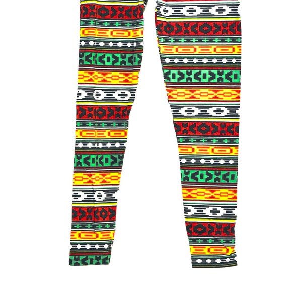 M U.S.A. Aztec Printed Design Junior's Legging One Size - Picture 4 of 5